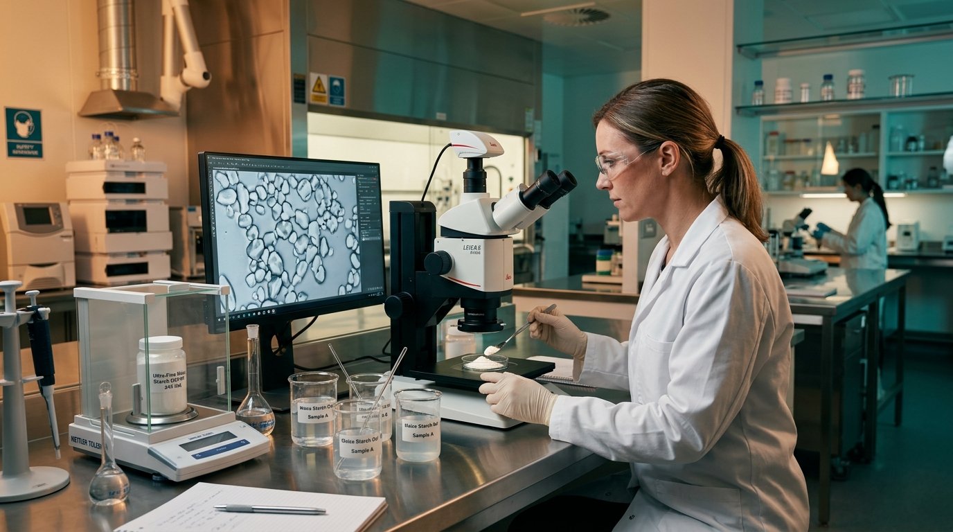 Laboratory testing of pure maize starch and raw materials